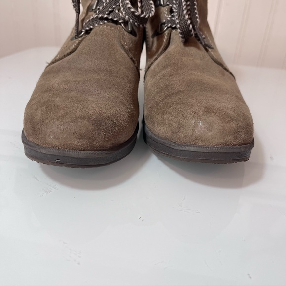 Eddie Bauer Women's 8.5 Brown Suede Wedge Ankle Boots Lace up Hiker Chukka Boots - Picture 6 of 15